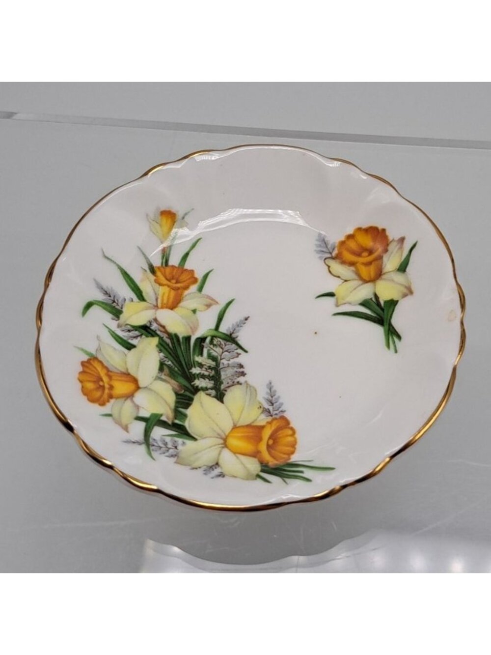 Sovereign House Fine Bone China Tea Bag Dish Yellow Floral Design